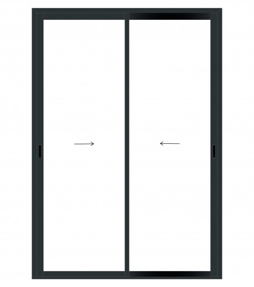 Coulissant alu 2 vantaux 2 rails