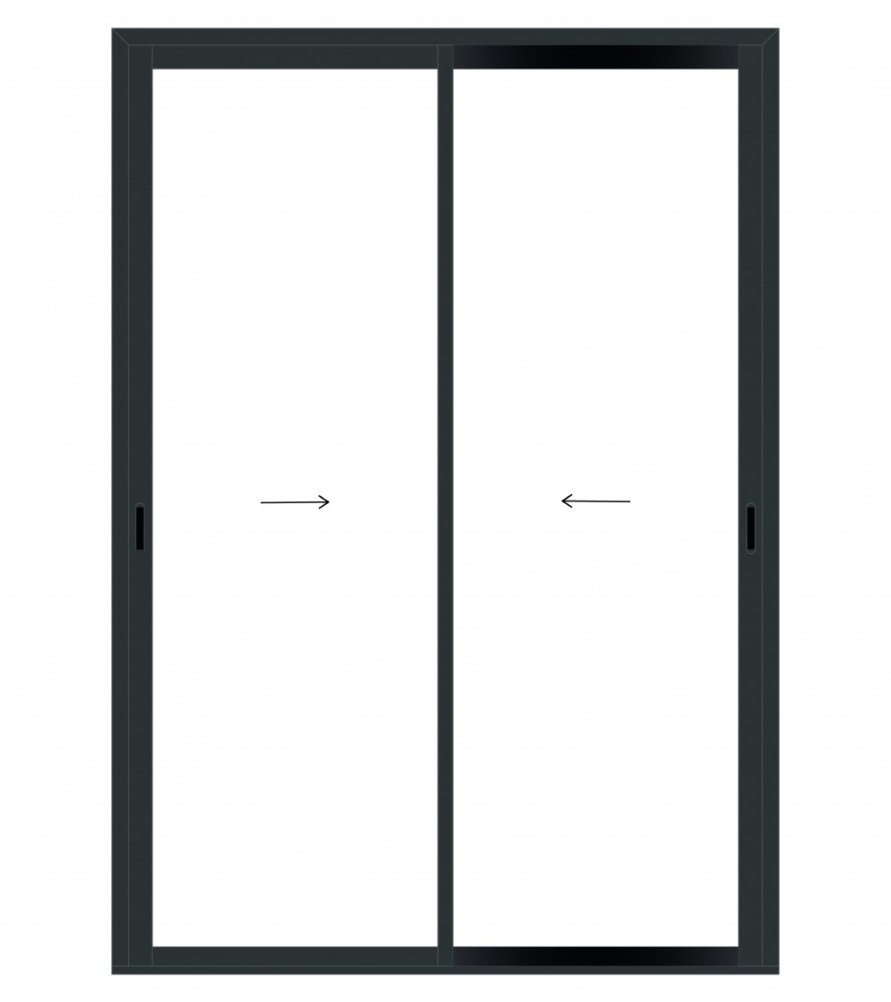 Coulissant alu 2 vantaux 2 rails