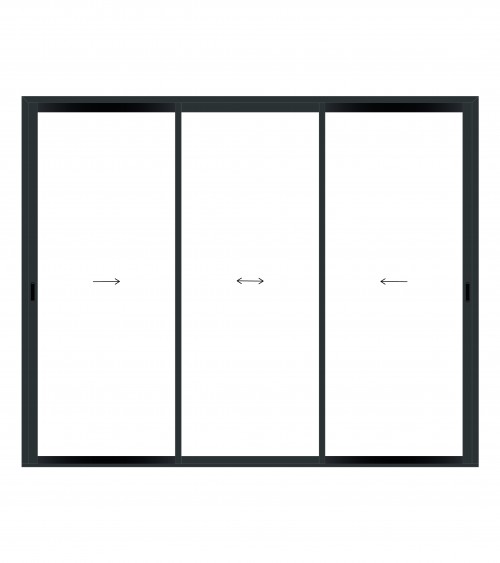 Coulissant alu 3 vantaux 3 rails