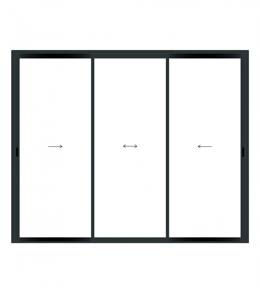 Coulissant alu 3 vantaux 3 rails