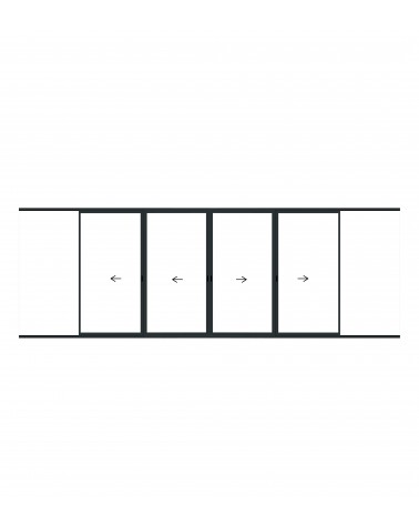 Coulissant à galandage 4 vantaux 2 rails